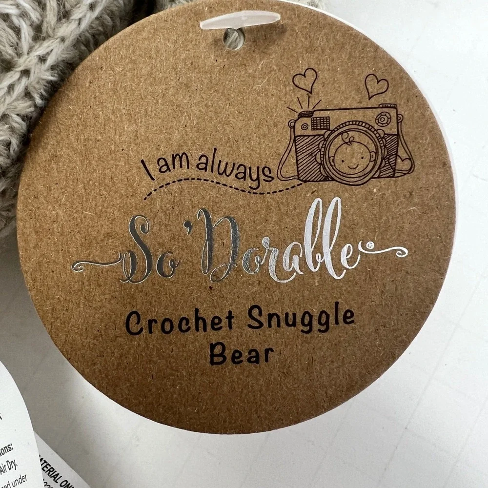 SoDorable Crochet Snuggle Bear Tan Knit Plush Toy OS 500001‎ Soft Stuffed Animal